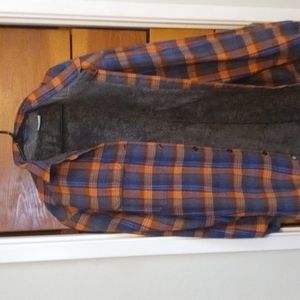 Columba Sherpa Lined Flannel Orange/Blue